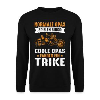 Normale Opas spielen Bingo Trike Fahrer Dreirad - Unisex Pullover - Schwarz - Vorne - Alina (178cm) & Michal (187cm)