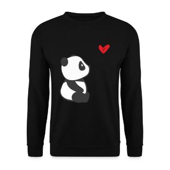Panda With Heart - Funny Panda Bear Panda Costume - Unisex Sweatshirt - black - Front - Alina (178cm) & Michal (187cm)