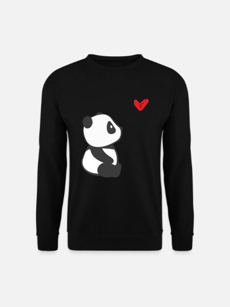 Panda Avec coeur - Drôle de panda panda costume - Sweat-shirt Unisexe - noir