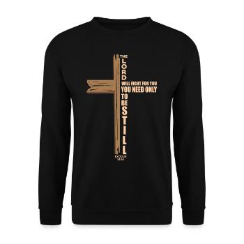 The Lord Will Fight For You Christian Cross Jesus - Sweat-shirt Unisexe - noir - Devant - Alina (178cm) & Michal (187cm)