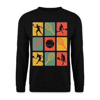 Rétro tennis joueur de tennis vintage joueur de tennis - Sweat-shirt Unisexe - noir - Devant - Alina (178cm) & Michal (187cm)