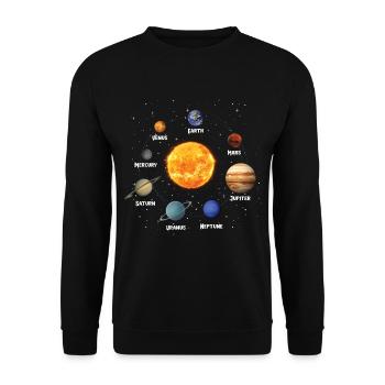 Solar System Planets Space Enthusiasts - Unisex Sweatshirt - black - Front - Alina (178cm) & Michal (187cm)