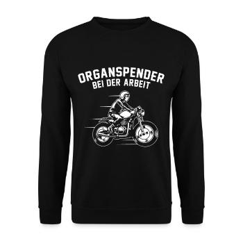 Organ donor at work Motorcyclist Biker - Unisex Sweatshirt - black - Front - Alina (178cm) & Michal (187cm)
