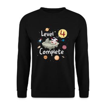 Astronaut 4th Birthday Level 4 Complete Space 4 - Unisex Pullover - Schwarz - Vorne - Alina (178cm) & Michal (187cm)