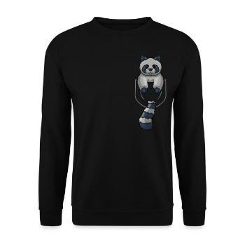 Raccoon In Pocket Front Pocket Raccon Chest Pocket - Unisex Sweatshirt - black - Front - Alina (178cm) & Michal (187cm)