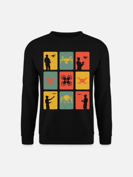 Drones rétro drones pilote Quadrocopter drones - Sweat-shirt Unisexe - noir