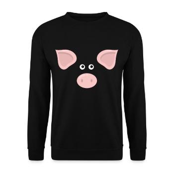 Schwein Gesicht Kostüm Geschenk - Unisex Pullover - Schwarz - Vorne - Alina (178cm) & Michal (187cm)