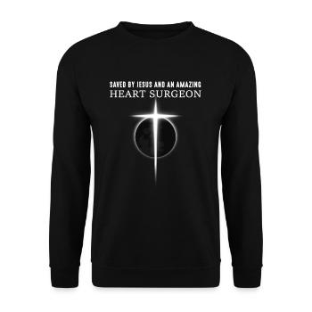 Saved by Jesus and Heart Surgeon Herzchirurgie - Unisex Pullover - Schwarz - Vorne - Alina (178cm) & Michal (187cm)