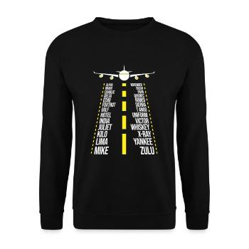 Pilot Airplane Alphabet - Phonetic Alphabet - Unisex Sweatshirt - black - Front - Alina (178cm) & Michal (187cm)