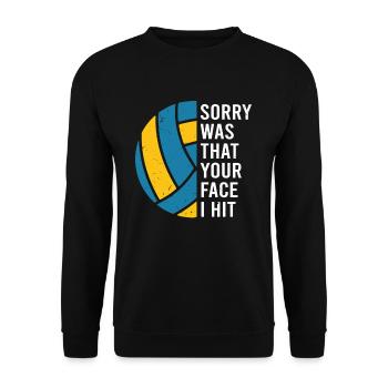 Your face I hit Volleyball Coach Hobby Ball - Unisex Pullover - Schwarz - Vorne - Alina (178cm) & Michal (187cm)