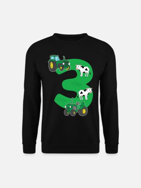 Birthday 3 years tractor farmer 3rd birthday - Unisex Pullover - Schwarz