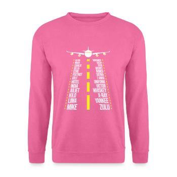 Pilote Airplane Alphabet - Phonetic Alphabet - Sweat-shirt Unisexe - rose - Devant