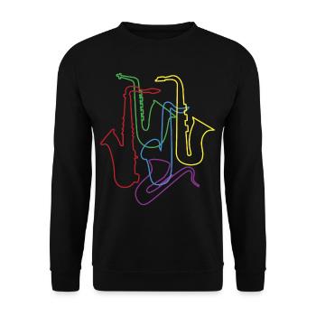 Retro Saxophone Music Instrument Saxophonist Music - Unisex Sweatshirt - black - Front - Alina (178cm) & Michal (187cm)