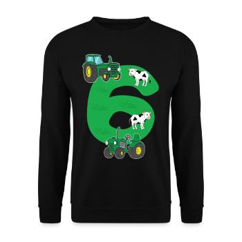 Birthday 6 years tractor farmer 6th birthday boy - Unisex Pullover - Schwarz - Vorne - Alina (178cm) & Michal (187cm)