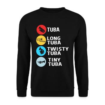 Tuba Blechblasinstrumente - Unisex Pullover - Schwarz - Vorne - Alina (178cm) & Michal (187cm)