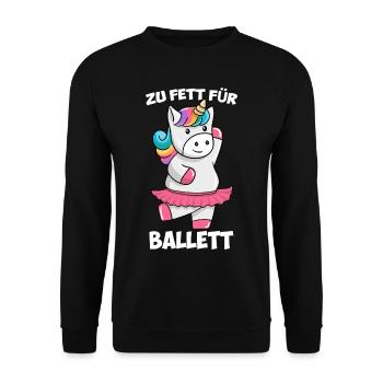 Zu Fett für Ballett Dickes Einhorn Unicorn Tutu - Unisex Pullover - Schwarz - Vorne - Alina (178cm) & Michal (187cm)