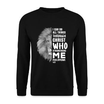 I Can Do All Things Through Christ Lion religieux - Sweat-shirt Unisexe - noir - Devant - Alina (178cm) & Michal (187cm)