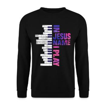 Klavier Jesus Christen Glaube - Unisex Pullover - Schwarz - Vorne - Alina (178cm) & Michal (187cm)
