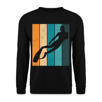Freediver Retro Freediver Apnea Diver Apnea - Unisex Sweatshirt - black - Front - Alina (178cm) & Michal (187cm)