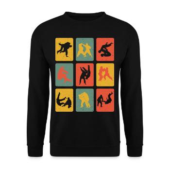 Retro Judo Judoka Martial Arts Vintage Judo Fighter - Unisex Sweatshirt - black - Front - Alina (178cm) & Michal (187cm)