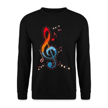 Vintage Music Note Musician Musical Instrument - Unisex Pullover - Schwarz - Vorne - Alina (178cm) & Michal (187cm)