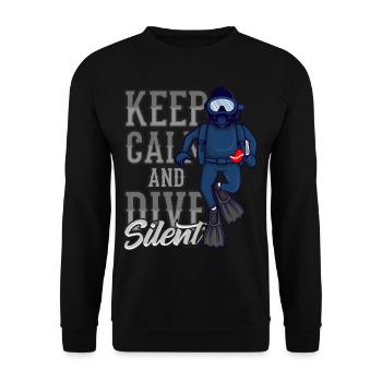 Keep Calm And Dive Silent Tec Diver Berufstaucher - Unisex Pullover - Schwarz - Vorne - Alina (178cm) & Michal (187cm)