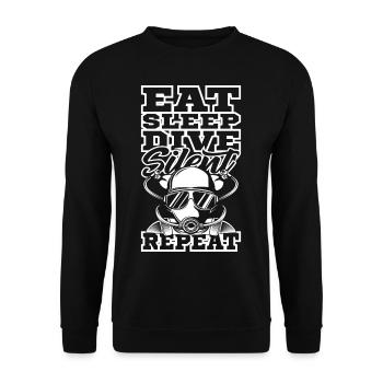Eat Sleep Dive Silent Tec Diver Berufstaucher - Unisex Pullover - Schwarz - Vorne - Alina (178cm) & Michal (187cm)