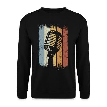 Singer Retro Microphone Singing - Unisex Sweatshirt - black - Front - Alina (178cm) & Michal (187cm)