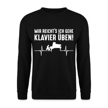 Piano Herzschlag Mir Reichts Ich Gehe Klavier Üben - Unisex Pullover - Schwarz - Vorne - Alina (178cm) & Michal (187cm)