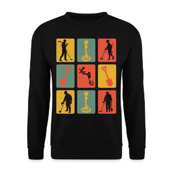 Détecteur de métaux Retro - Sweat-shirt Unisexe - noir - Devant - Alina (178cm) & Michal (187cm)