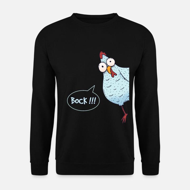 Huhn das um die Ecke schaut – Bock - Unisex Pullover - Schwarz