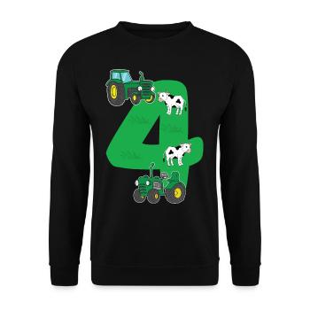 Birthday shirt 4 years tractor 4th birthday - Unisex Sweatshirt - black - Front - Alina (178cm) & Michal (187cm)