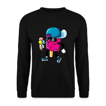 Coole Eiskreme Eis Lustiger Cartoon Kinder - Unisex Pullover - Schwarz - Vorne - Alina (178cm) & Michal (187cm)