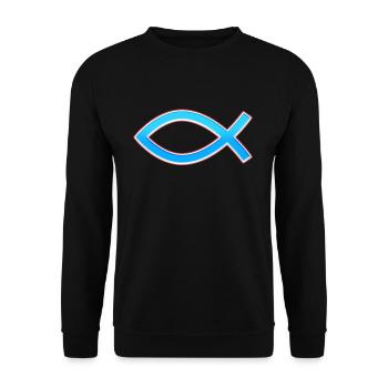 Jésus Poisson Ichtys Symbole chrétien Bord rouge - Sweat-shirt Unisexe - noir - Devant - Alina (178cm) & Michal (187cm)