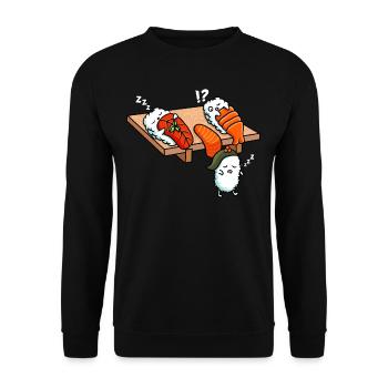 Japanese Nigiri Sushi Sleepwalking - Unisex Pullover - Schwarz - Vorne - Alina (178cm) & Michal (187cm)