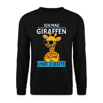 Ich mag Giraffen und drei Leute - Unisex Pullover - Schwarz - Vorne - Alina (178cm) & Michal (187cm)