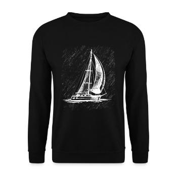 Sailboat - Unisex Sweatshirt - black - Front - Alina (178cm) & Michal (187cm)