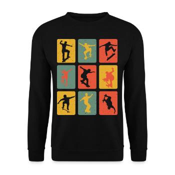 Skateboard skateboard en position skateboard - Sweat-shirt Unisexe - noir - Devant - Alina (178cm) & Michal (187cm)