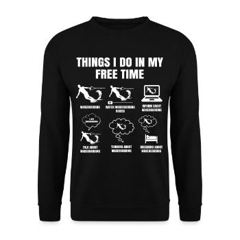 Things I Do In My Free Time Wakeboard Wakeboarder - Unisex Sweatshirt - black - Front - Alina (178cm) & Michal (187cm)