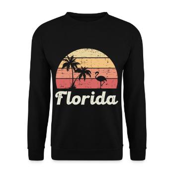Florida Flamingo Palmen Surfen Sunset Strand - Unisex Pullover - Schwarz - Vorne - Alina (178cm) & Michal (187cm)
