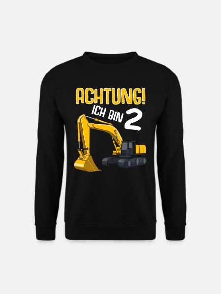 Bagger 2. Geburtstag Jungen 2 Jahre Baustelle - Unisex Pullover - Schwarz