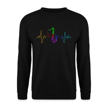 Saxophone rétro battement de coeur ECG Saxophoniste musique - Sweat-shirt Unisexe - noir - Devant - Alina (178cm) & Michal (187cm)