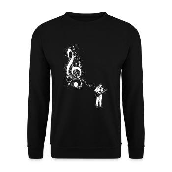 Guitar Instrument Player Musical Note Guitarist - Unisex Pullover - Schwarz - Vorne - Alina (178cm) & Michal (187cm)