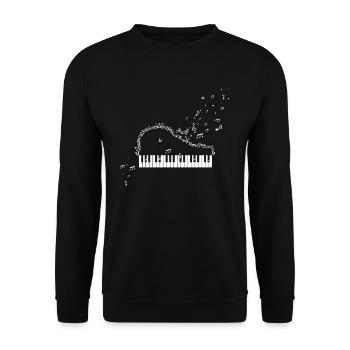 Klavier Instrument Notenschlüssel Musik Note - Unisex Pullover - Schwarz - Vorne - Alina (178cm) & Michal (187cm)
