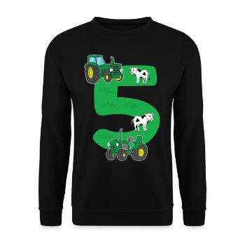 Birthday shirt 5 years tractor 5th birthday - Unisex Sweatshirt - black - Front - Alina (178cm) & Michal (187cm)