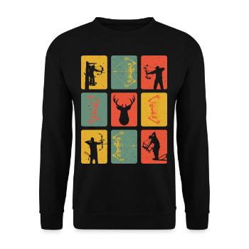 Bowhunter Vintage - Unisex Pullover - Schwarz - Vorne - Alina (178cm) & Michal (187cm)