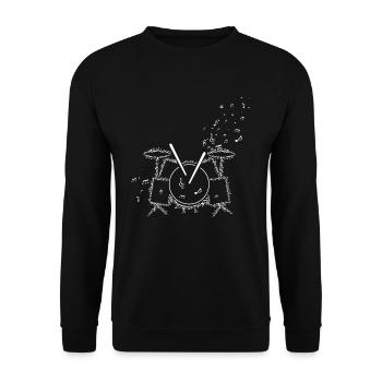 Batterie Partitions Partitions Notes musicales Batteur - Sweat-shirt Unisexe - noir - Devant - Alina (178cm) & Michal (187cm)