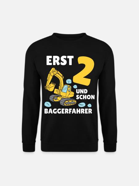 Bagger 2 Jahre Baustelle 2 Geburtstag - Unisex Pullover - Schwarz