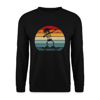 Vintage Dabbing Skateboarder Skeleton Skater - Unisex Sweatshirt - black - Front - Alina (178cm) & Michal (187cm)