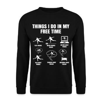 Discgolf Things I Do In My Free Time Frisbee - Unisex Pullover - Schwarz - Vorne - Alina (178cm) & Michal (187cm)